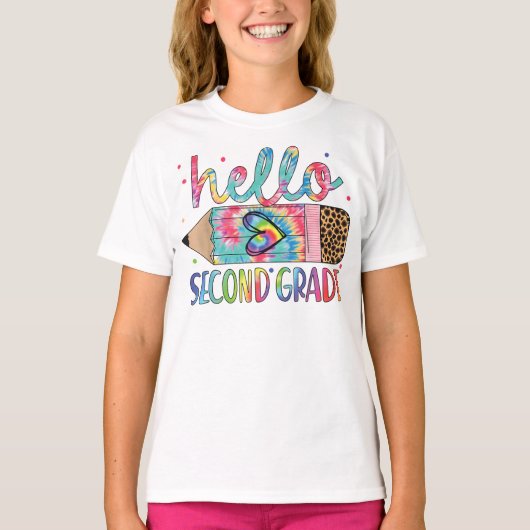 Hello Second Grade Coquette Bow Teacher Girl T-shirt (Voorkant)