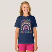 Hello Second Grade Coquette Bow Teacher Girl T-shirt (Voorkant volledig)