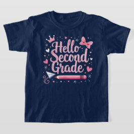 Hello Second Grade Coquette Bow Teacher Girl T-shirt