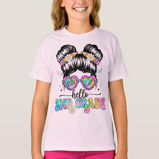 Hello Second Grade Coquette Bow Teacher Girl T-shirt (Voorkant)