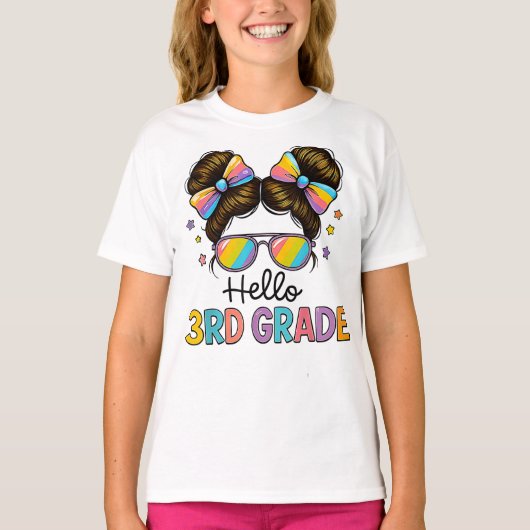 Hello Second Grade Coquette Bow Teacher Girl T-shirt (Voorkant)