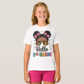 Hello Second Grade Coquette Bow Teacher Girl T-shirt (Voorkant volledig)