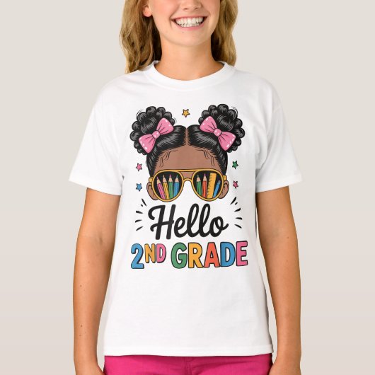 Hello Second Grade Coquette Bow Teacher Girl T-shirt (Voorkant)