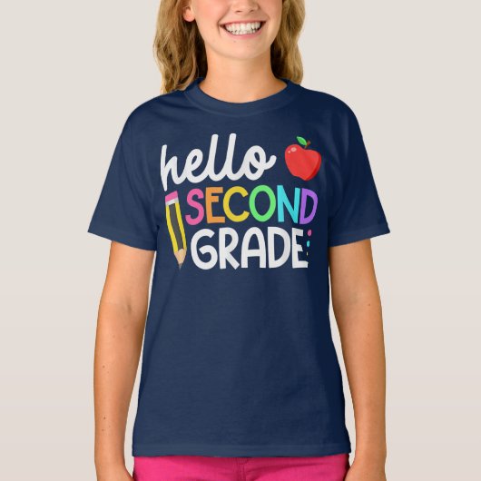Hello Second Grade Coquette Bow Teacher Girl T-shirt (Voorkant)