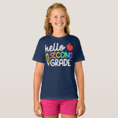 Hello Second Grade Coquette Bow Teacher Girl T-shirt (Voorkant volledig)