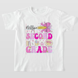 Hello Second Grade Coquette Bow Teacher Girl T-shirt