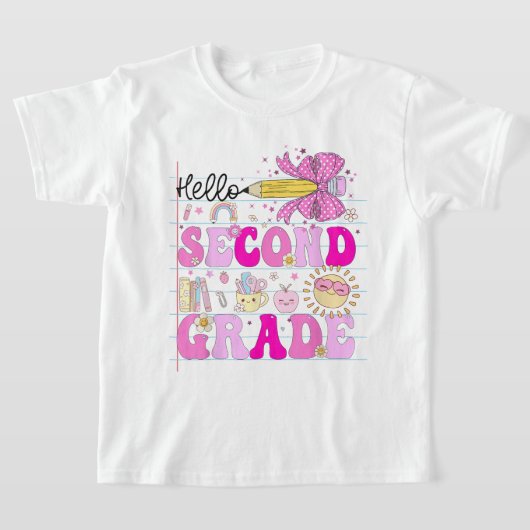 Hello Second Grade Coquette Bow Teacher Girl T-shirt (Laagn)