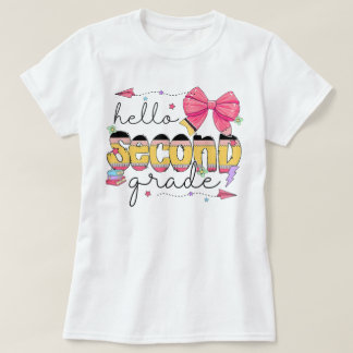 Hello Second Grade First Day Of School Coquette T-shirt