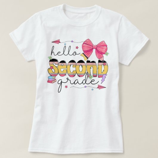 Hello Second Grade First Day Of School Coquette T-shirt (Design voorkant)