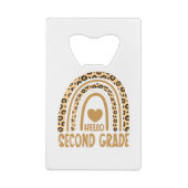 Hello Second Grade-Leopard Rainbow-Back to School Creditkaart Flessenopener (Achterkant)