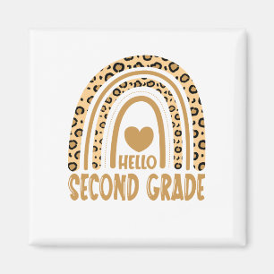 Hello Second Grade-Leopard Rainbow-Back to School Magneet