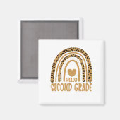 Hello Second Grade-Leopard Rainbow-Back to School Magneet (Voorkant / Achterkant)