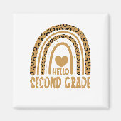 Hello Second Grade-Leopard Rainbow-Back to School Magneet (Voorkant)