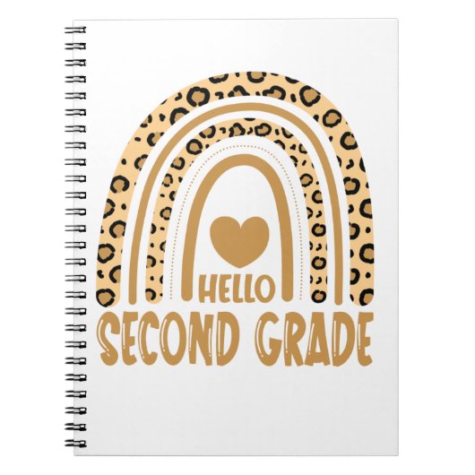 Hello Second Grade-Leopard Rainbow-Back to School Notitieboek (Voorkant)