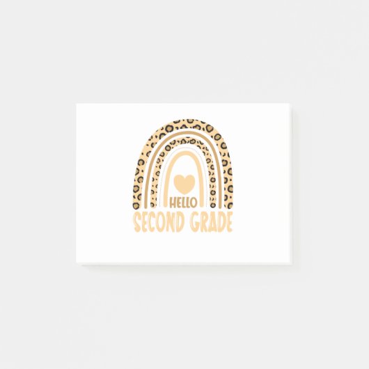 Hello Second Grade-Leopard Rainbow-Back to School Post-it® Notes (Voorkant)