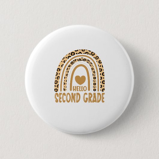 Hello Second Grade-Leopard Rainbow-Back to School Ronde Button 5,7 Cm (Voorkant)