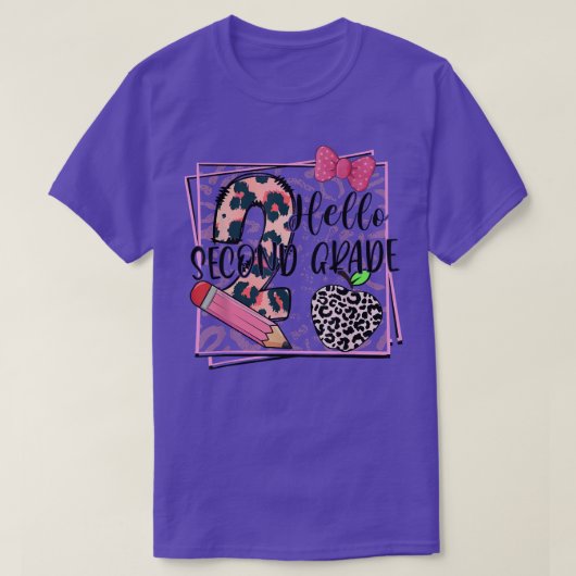 Hello Second Grade Pink Leopard 2nd Grade Back To T-shirt (Design voorkant)