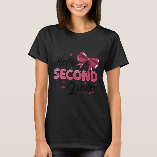 Hello Second Grade Teacher Coquette Bow Back To Sc T-shirt (Voorkant)