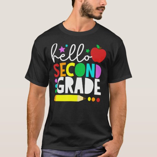 Hello Second Grade Team 2nd Grade Back to School T T-shirt (Voorkant)