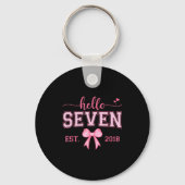 Hello Seven Est 2018 Coquette Bow 7th Birthday Gir Sleutelhanger (Voorkant)