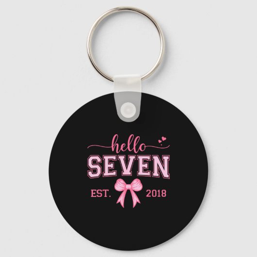 Hello Seven Est 2018 Coquette Bow 7th Birthday Gir Sleutelhanger (Voorkant)