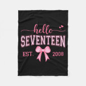Hello Seventeen Est 2008 Coquette Bow 17th Birthda Fleece Deken (Voorkant)
