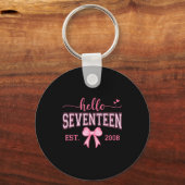 Hello Seventeen Est 2008 Coquette Bow 17th Birthda Sleutelhanger (Voorkant)
