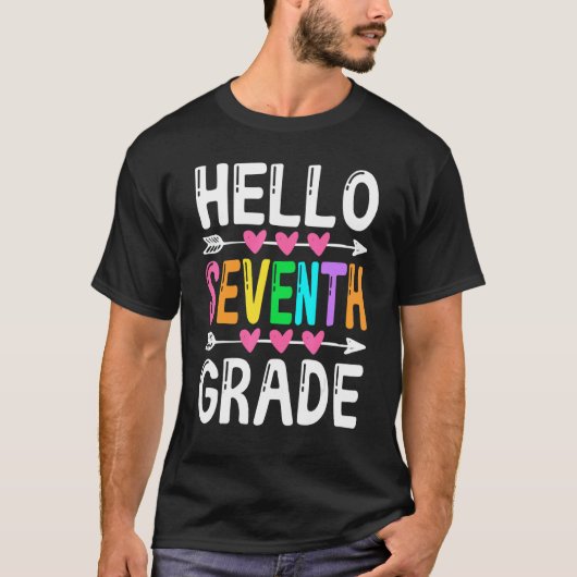 Hello Seventh Grade Back To School Men Women Boy G T-shirt (Voorkant)