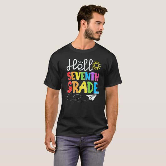 Hello Seventh Grade Fun 7Th Grade Backto School  S T-shirt (Voorkant volledig)