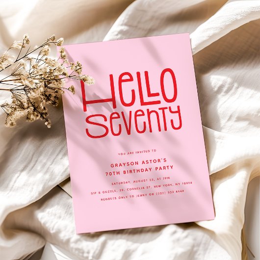 HELLO SEVENTY Modern 70th Birthday Kaart
