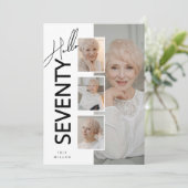 Hello SEVENTY' Modern Photo Collage 70th Birthday Kaart (Staand voorkant)