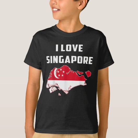 Hello Singare I Love Singare Map Flag Proud Singar T-shirt (Voorkant)