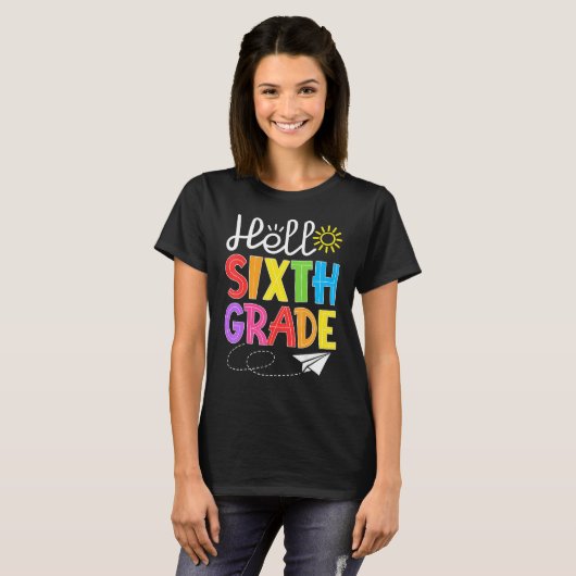 Hello Sixth Grade Fun 6Th Grade Back to School S T-shirt (Voorkant volledig)