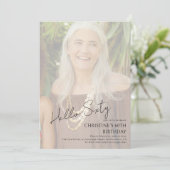 Hello Sixty Customizable Milestone Birthday Photo Kaart (Staand voorkant)