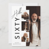 Hello SIXTY' Modern Photo Collage 60th Birthday Kaart (Voorkant)