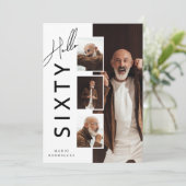 Hello SIXTY' Modern Photo Collage 60th Birthday Kaart (Staand voorkant)