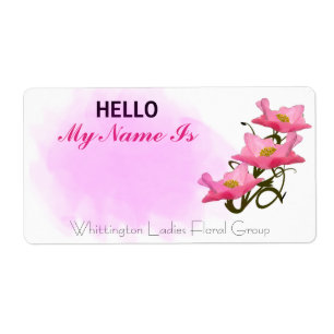 Hello Social Group Meeting Poppies Paper Name Tag Etiket