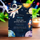 Hello Space First Trip Around The Sun 1st Birthday Kaart
