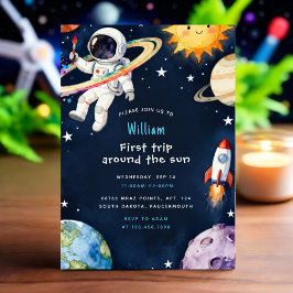 Hello Space First Trip Around The Sun 1st Birthday Kaart