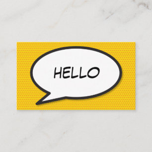 HELLO Spreekballon Fun Moderne Stripboek Visitekaartje
