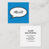 HELLO Spreekballon Pret Retro Stripboek Vierkante Visitekaartje (Voorkant / Achterkant)