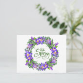 Hello Spring Beautiful Floral Wreath Briefkaart (Staand voorkant)