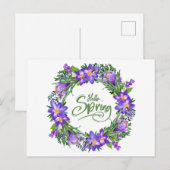 Hello Spring Beautiful Floral Wreath Briefkaart (Voorkant / Achterkant)