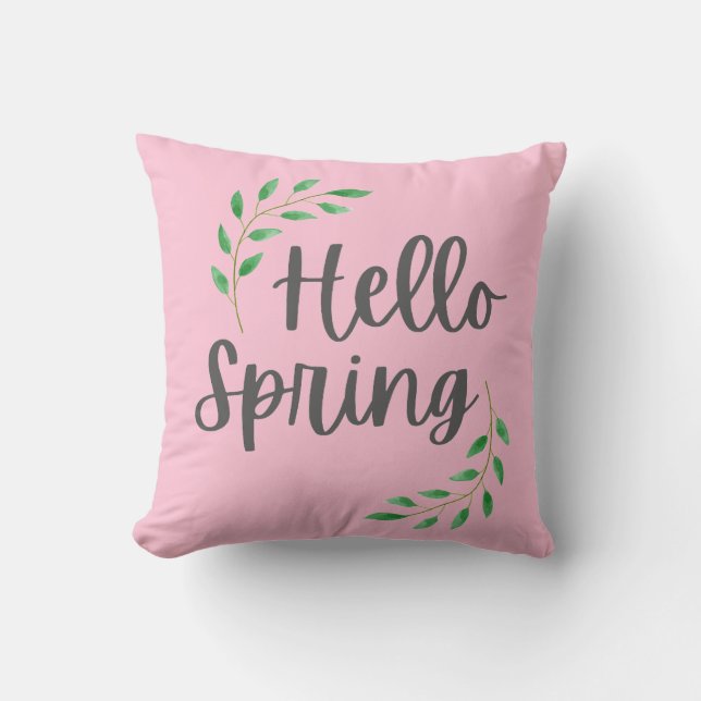 Hello Spring Floral Pastel Springtime Decor Kussen (Voorkant)