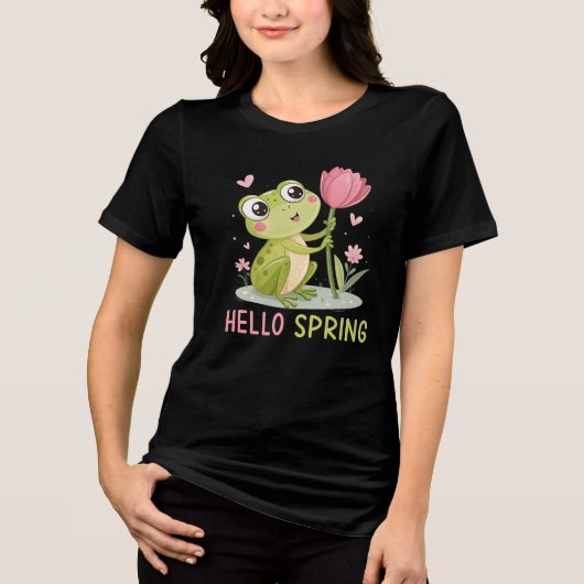 Hello Spring Frog, Nature Lover Tri-Blend Shirt (Voorkant)