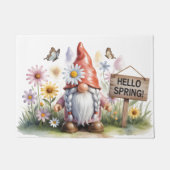 Hello Spring Garden Gnome: Cute Gnome with Braids Deurmat (Voorkant)