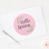 Hello Spring Pink Pastel  Springtime  Ronde Sticker (Envelop)