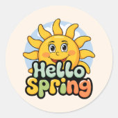 Hello Spring Ronde Sticker (Voorkant)