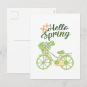 Hello Spring Vintage Bicycle Illustration  Feestdagenkaart (Voorkant / Achterkant)