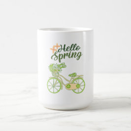Hello Spring Vintage Bicycle Illustration Koffiemok